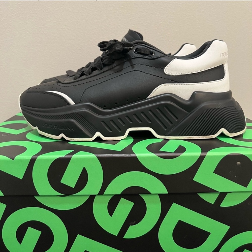 Dolce & Gabbana Men’s  Calfskin Nero Bianco Daymaster Sneakers